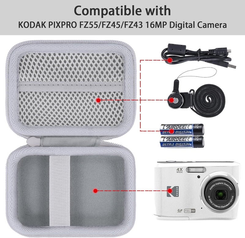 Baval for KODAK PIXPRO Friendly Zoom FZ55/FZ45/FZ43 16MP Digital Camera Hard Carrying Storage Case(Only White Case) - Image 3